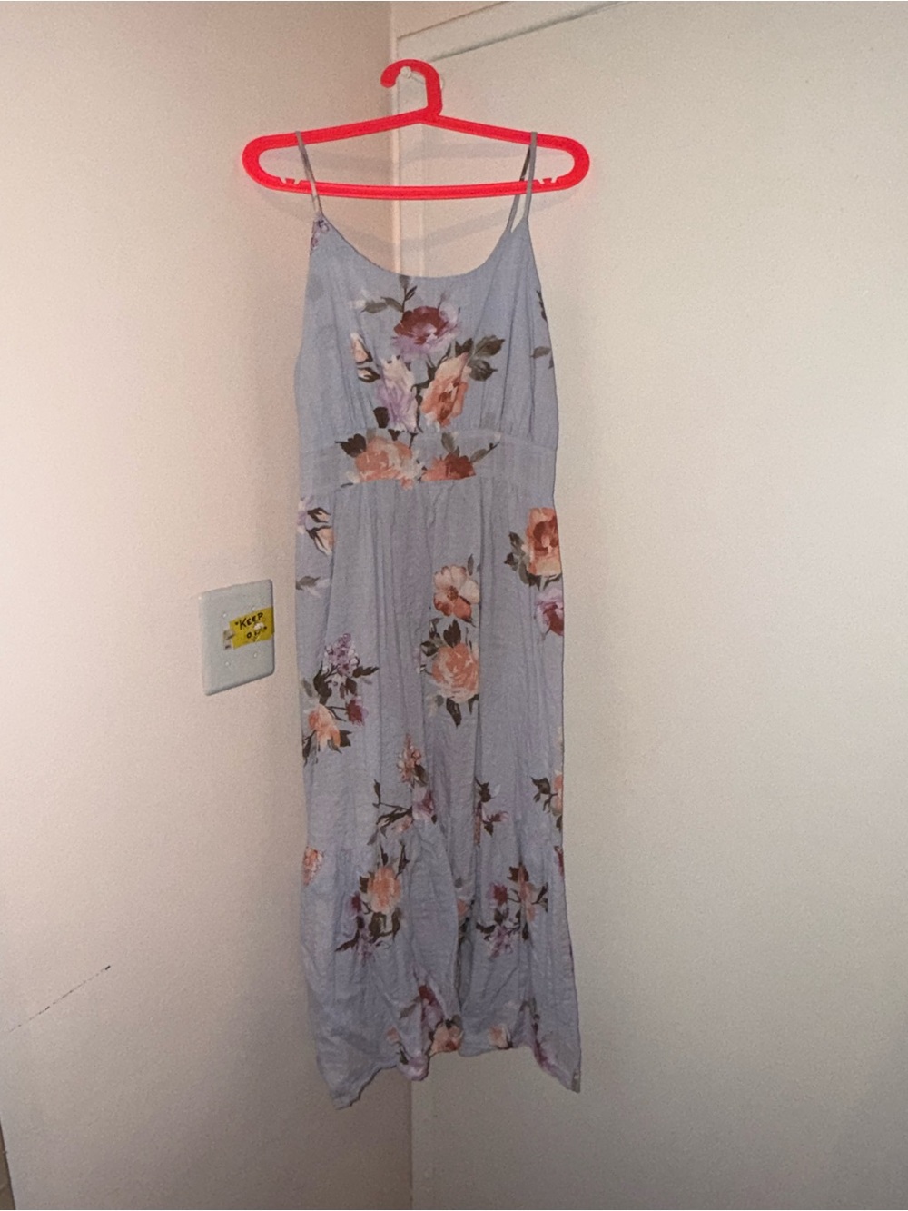 Final Touch Light Blue Floral Sundress with Peach and Lavender Accents